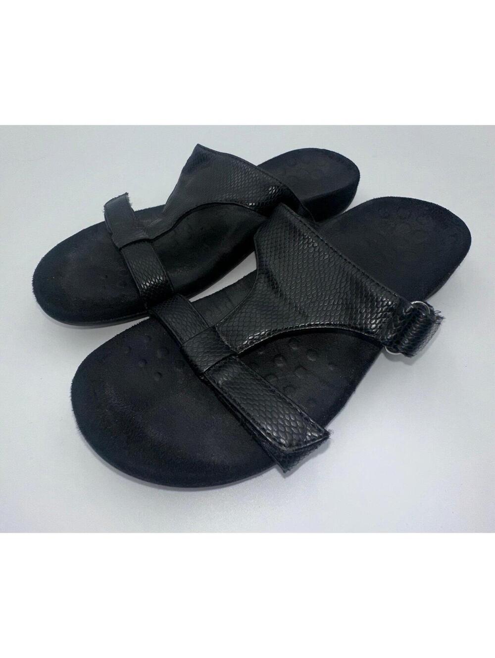 Vionic Women’s Black Comfort Sandals Size 7 embossed